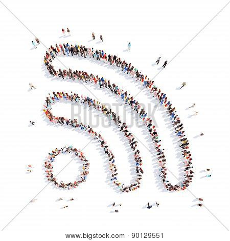 large group of men in the shape wi fi.
