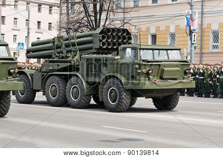Military Vehicles On Rehearsal Of Military Parade