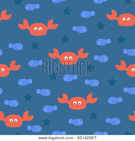 Sea crabs seamless pattern. Vector illustration.
