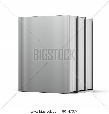 Blank Books Cover Standing 3 Three White Textbook Empty