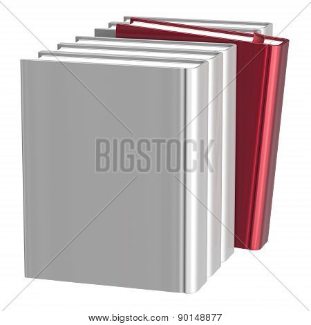 Books Selecting Bookshelf Blank White Row One Red Choice