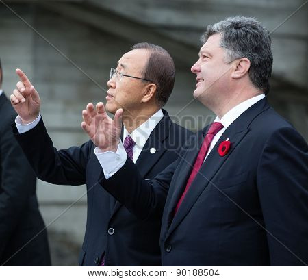 Petro Poroshenko And Ban Ki-moon