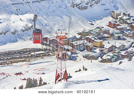 Ski Gondola Cable Car In Lech - Zurs Ski Resort In Austria