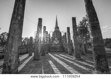 Ancient Buddhist Temple Ruins In Sukhothai Historical Park