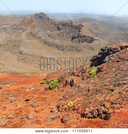 Piton de la Fournaise (Peak of the Furnace) 2632m is a shield volcano on the eastern side of Reunion island in the Indian Ocean. It is currently one of the most active volcanoes in the world. 
