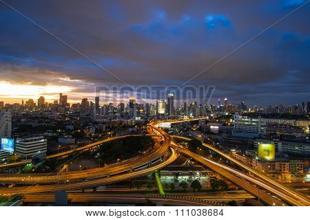 Bangkok urban and expressway from top view