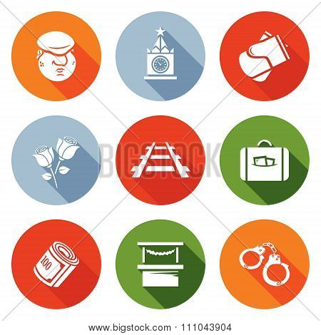 Newcomer migrant Icons Set. Vector Illustration.