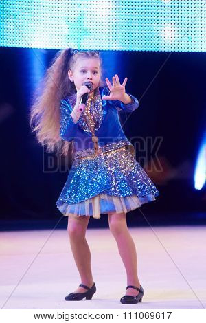 Minsk, Belarus December 05: Sofia Bogdanova Sing A Song During 'baby Cup - Bsb Bank' Childre