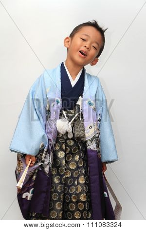 Japanese boy selebrating Seven Five Three (7-5-3) festival (5 years old)