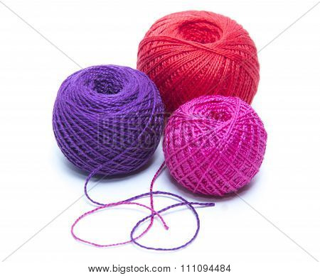 Tangle Of Colored Thread For Tatting. White Background