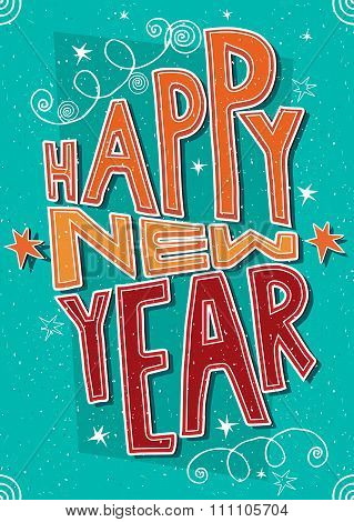 Handmade Postcard Happy New Year