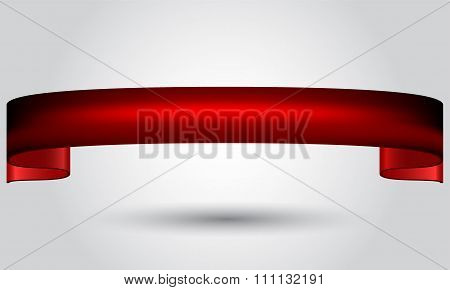 Realistic red glossy shining vector ribbon