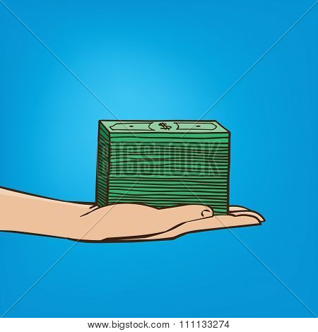 Outstretched Hand With Wad Of Cash