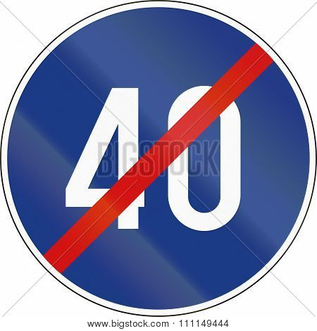 Slovenian Road Sign - End Minimum Speed Limit