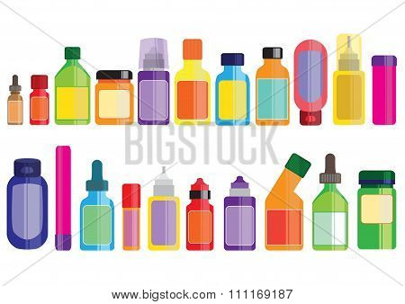 medicine and pharmacy bottles icon set
