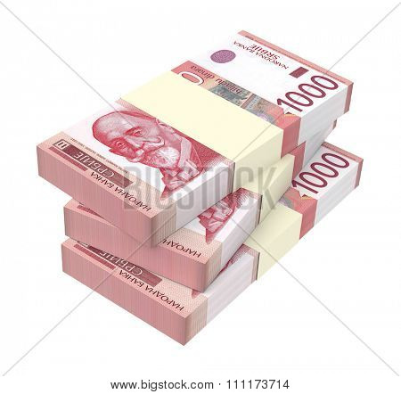 Serbian dinar isolated on white background. Computer generated 3D photo rendering.