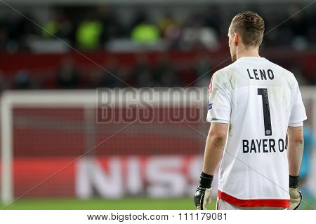 Bernd Leno During The Uefa Champions League Game Between Bayer 04 Leverkusen Vs Barcelona At Bayaren