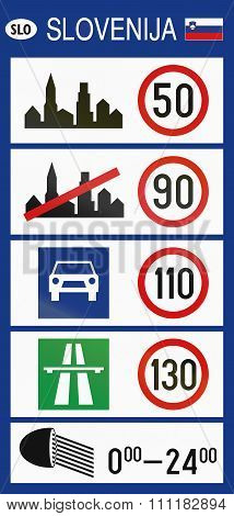 Slovenian Road Sign - General Speed Limits Sign Used At Border Crossings Into Slovenia