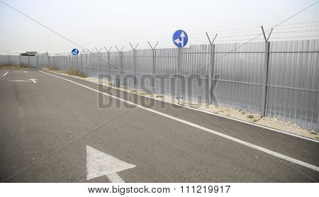 Straight and left turn signs