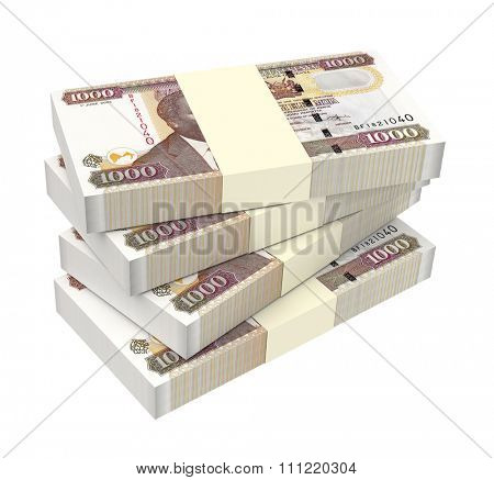 Kenyan shillings isolated on white background. Computer generated 3D photo rendering.
