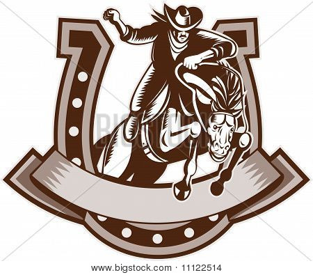 Rodeo Cowboy salto cavallo hroseshoe