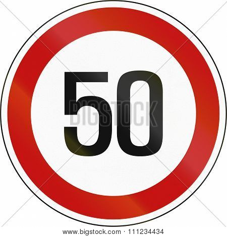 Road Sign In South Korea - 50 Kph Speed Limit Sign In Slovenia