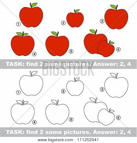 Visual game. Find hidden couple of apple