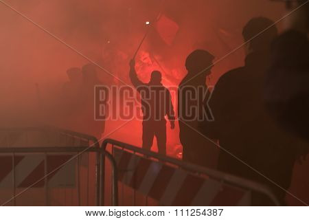 Kurdish Demonstrators Protesting In Front Of The Turkish Consulate In Milan, Italy
