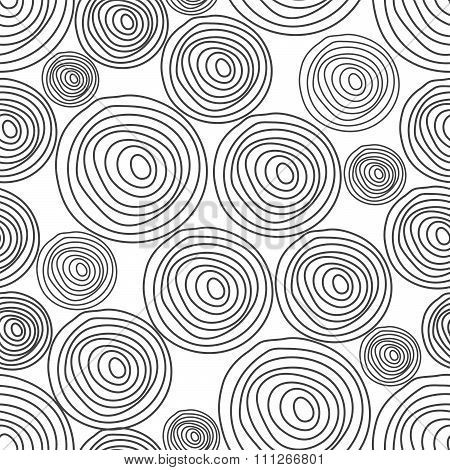 Black spiral wood cork texture seamless vector pattern.