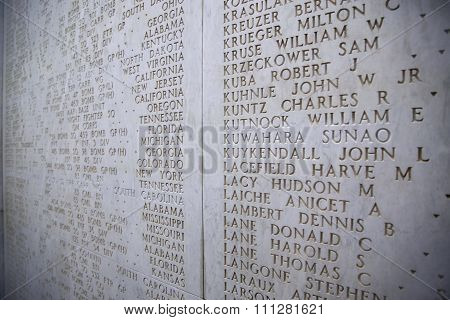 Nettuno - April 06: The Names Of Fallen Soldiers At War, American War Cemetery Of The American Milit