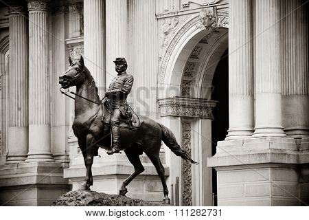 General Geo. B. Mcclellan statue in front of City Hall in Philadelphia 