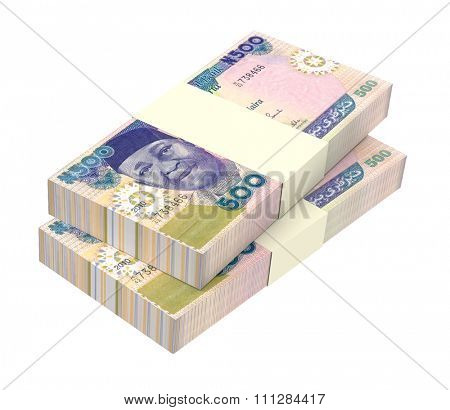 Nigerian nairas isolated on white background. Computer generated 3D photo rendering.