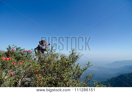 Tourists taking photos at Phu Luang Wildlife Sanctuary in Loei province
