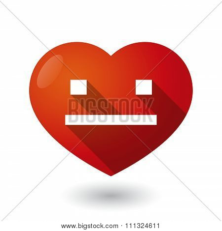 Isolated Red Heart With A Emotionless Text Face