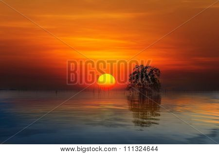 Tropical colorful sunset, Songkhla, Thailand