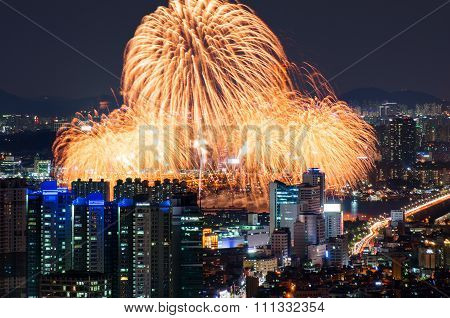 Colorful Fireworks In Seoul ,south Korea.