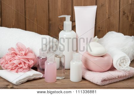 Spa Kit. Shampoo, Soap Bar And Liquid. Toiletries