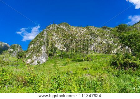 High Semi Alpine Mountain With Blue  Sky