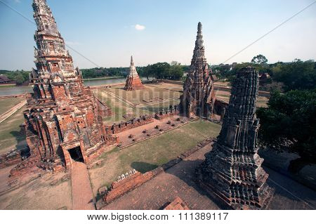 Pagoda In Wat Chaiwatthanaram,Ayutthaya Historical Park Of Thailand.