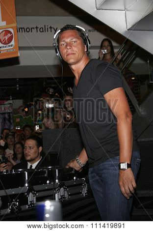 DJ Tiesto, the world's number 1 trance deejay spins his set and meets his fans held at the Virgin Megastore in West Hollywood, California, United States on August 10, 2007.