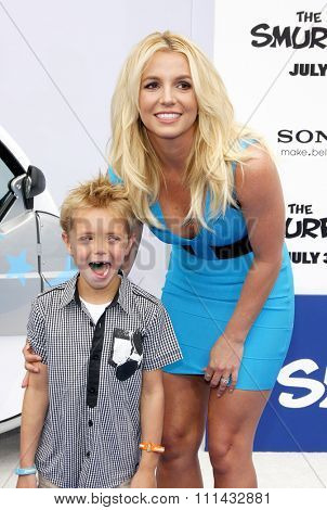 July 28, 2013. Britney Spears and Sean Federline at the Los Angeles premiere of 'Smurfs' held at the Regency Village Theater in Westwood, Los Angeles. 