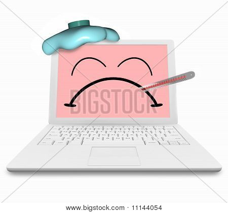 Sick Computer - Virus Infected And Unhappy