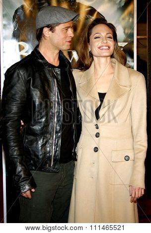Brad Pitt and Angelina Jolie attend the Los Angeles Premiere of 