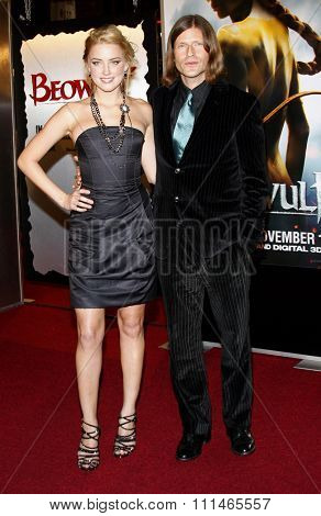 Amber Heard and Crispin Glover attend the Los Angeles Premiere of 