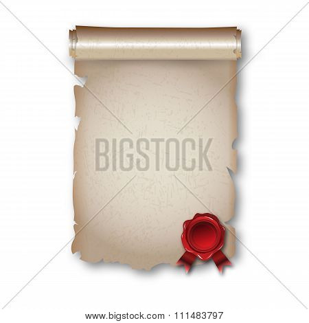 Antique historical paper scroll document