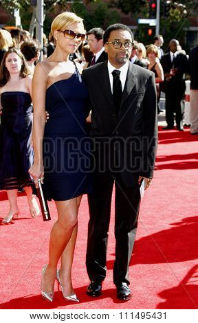 Spike Lee and Tonya Lewis at the 2007 Primetime Creative Arts Emmy Awards held at the Shrine Auditorium in Los Angeles on September 8, 2007. 