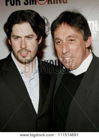 Jason Reitman and Ivan Reitman at the Los Angeles premiere of 'Thank You For Smoking' held at the Directors Guild of America in Hollywood on March 16, 2006. 