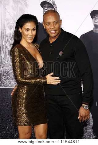 Dr. Dre and Nicole Young at the Los Angeles premiere of 'Straight Outta Compton' held at the Microsoft Theatre in Los Angeles, USA on August 10, 2015.