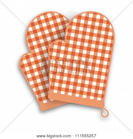 Red kitchen gloves
