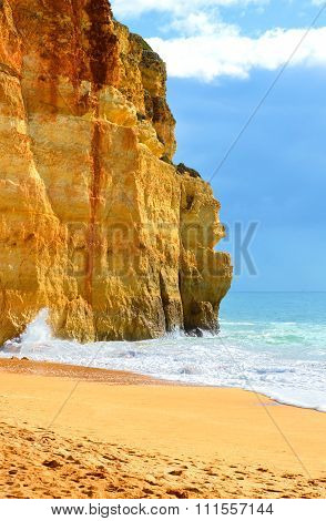 Spectacular rock formations on Benagil Beach on the Algarve coast